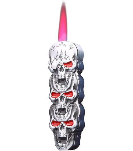 Amazon.com: WEQTETJU Skull Torch Lighter, Metal Embossed Skull